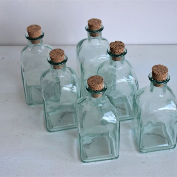 Vintage Glass Bottle With Cork, 8 Ounce, Reycled Spanish Glass, One - Picture 2 of 8
